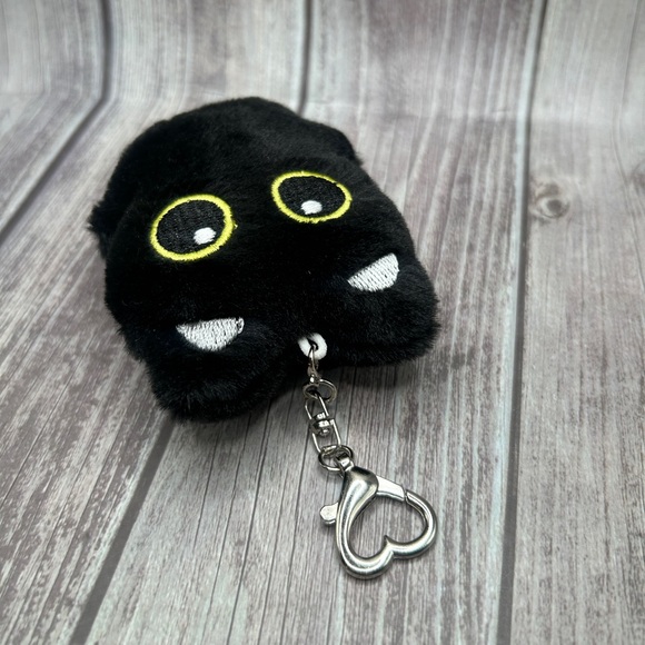 LAST 2❣️🐈‍⬛NEW Black Cat Bag Charm/ Keychain Plush Fuzzy Eyes Kawaii Cute Kitty - Picture 9 of 15